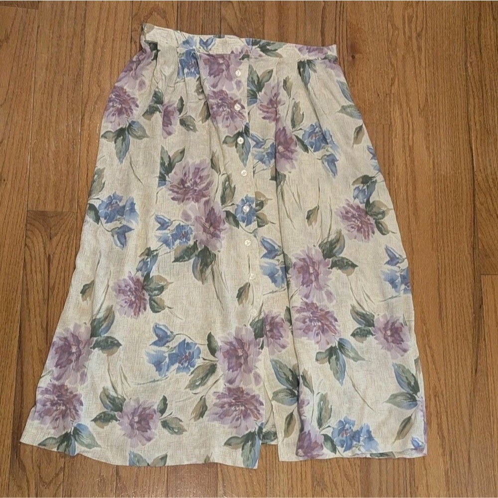 Vintage‎ Floral Midi Skirt Cottagecore Prairie Feminine Casual Boho Western 14